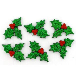 Decorative Christmas Buttons - Holly